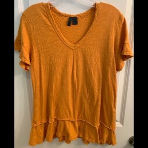 Orange V-neck Left of Center T-Shirt size large